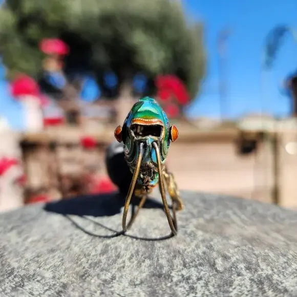 Vtg Old Chinese Export Fish Figurine Sterling Silver Gilt Cloisonne Articulated - Picture 5 of 16